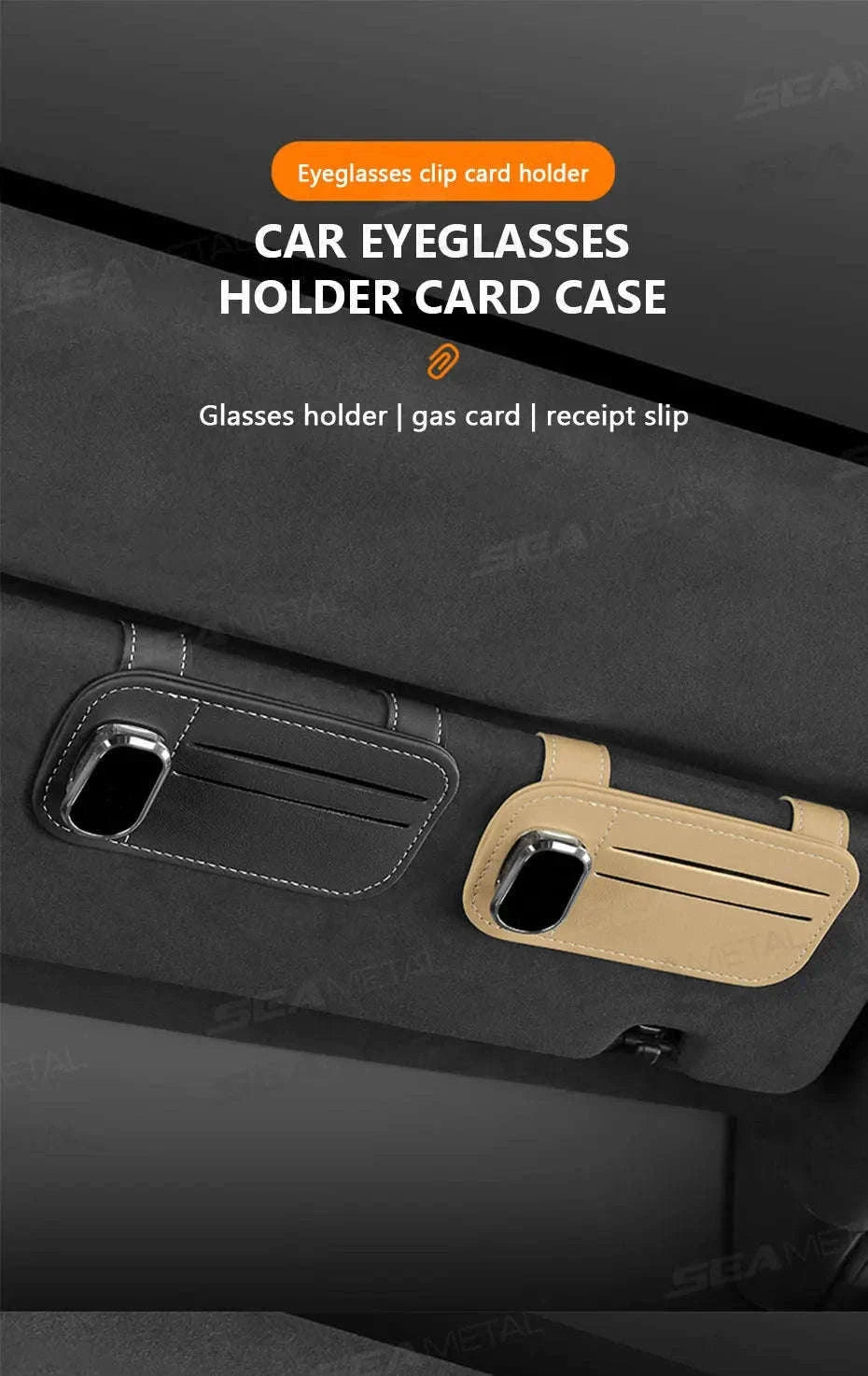 Car Sun Visor Glasses Clip with Card Holder-Gray