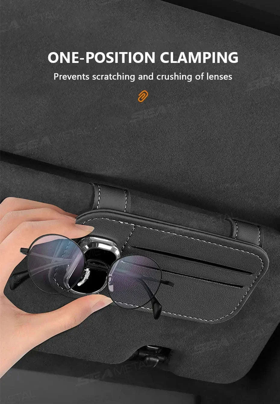 Car Sun Visor Glasses Clip with Card Holder-Gray