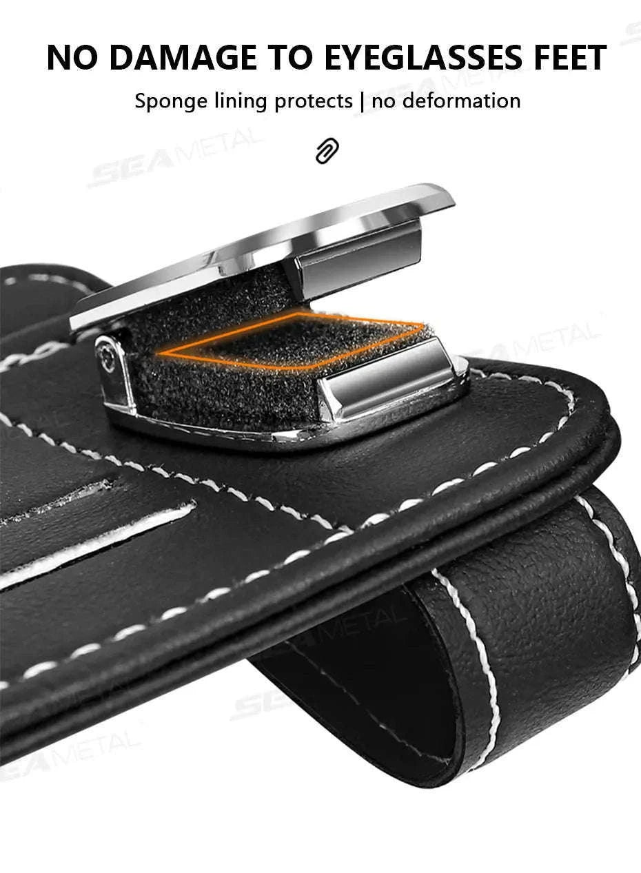 Car Sun Visor Glasses Clip with Card Holder-Gray