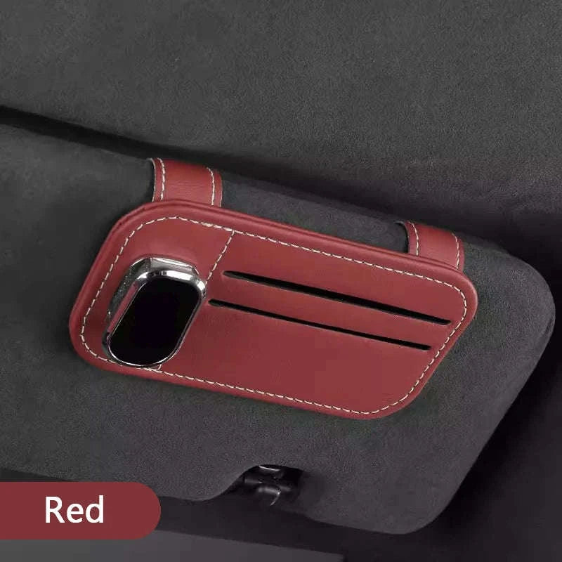 Car Sun Visor Glasses Clip with Card Holder-Gray