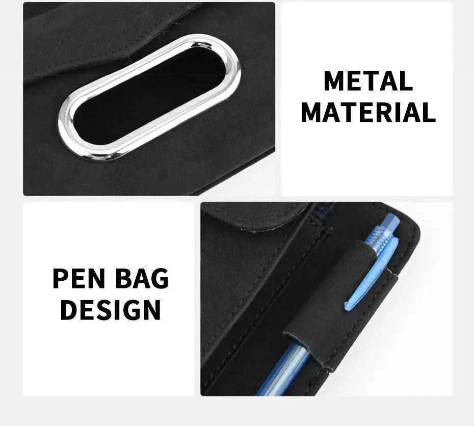 Car Sun Visor Storage Bag with Glasses Case and Tissue Holder-Leather gray