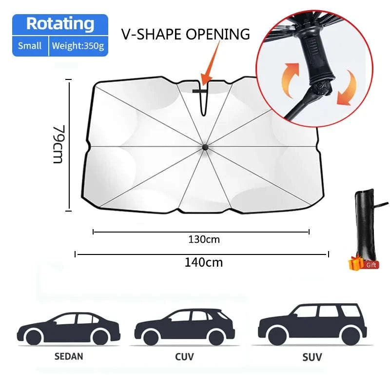 Car Sunshade Windshield Umbrella-Handle Opening M