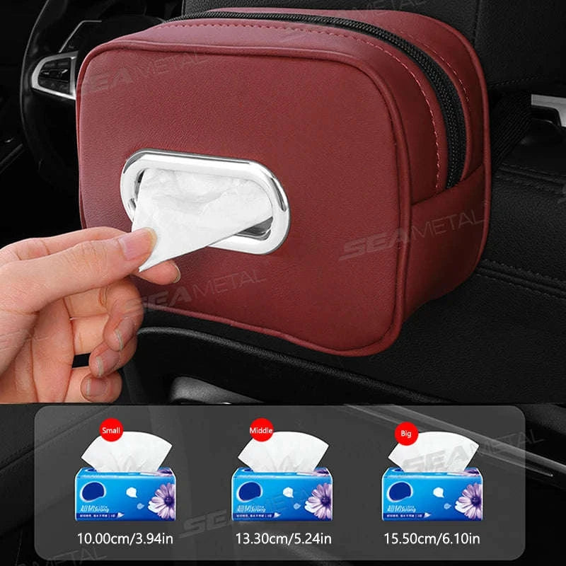 Car Tissue Holder with Adjustable Strap-Red 1pc