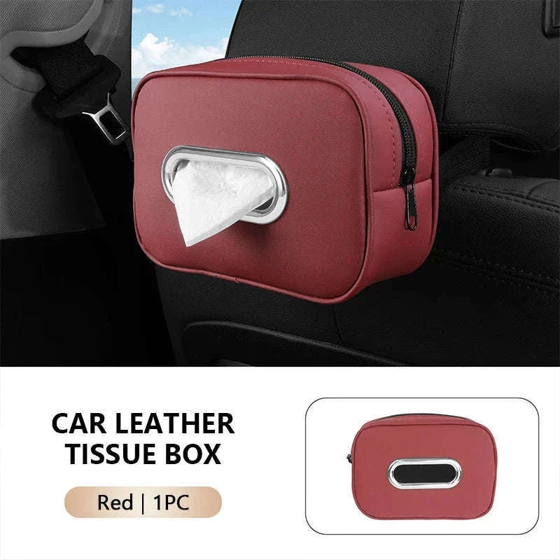 Car Tissue Holder with Adjustable Strap-Red 1pc