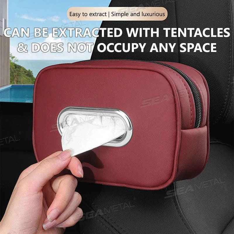 Car Tissue Holder with Adjustable Strap-Red 1pc