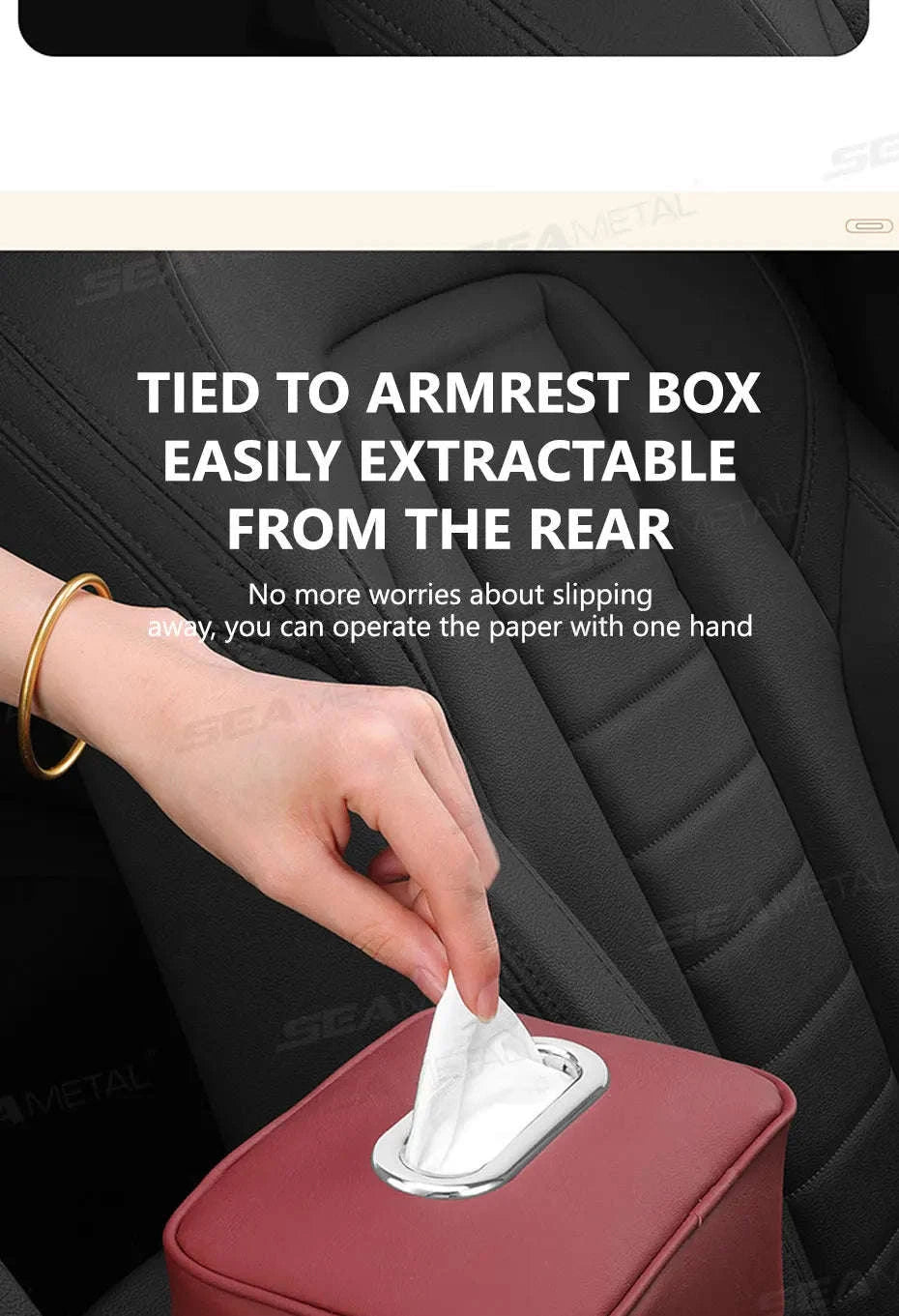 Car Tissue Holder with Adjustable Strap-Red 1pc