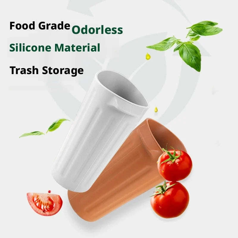 Car Trash Can Silicone Anti-Slip Washable Oil-Repellent Cup Holder Bin-Orange