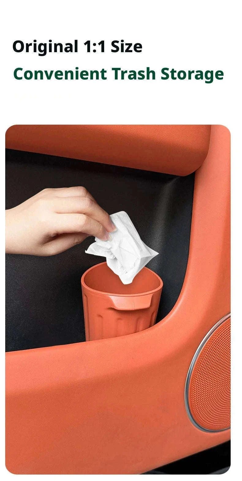 Car Trash Can Silicone Anti-Slip Washable Oil-Repellent Cup Holder Bin-Orange