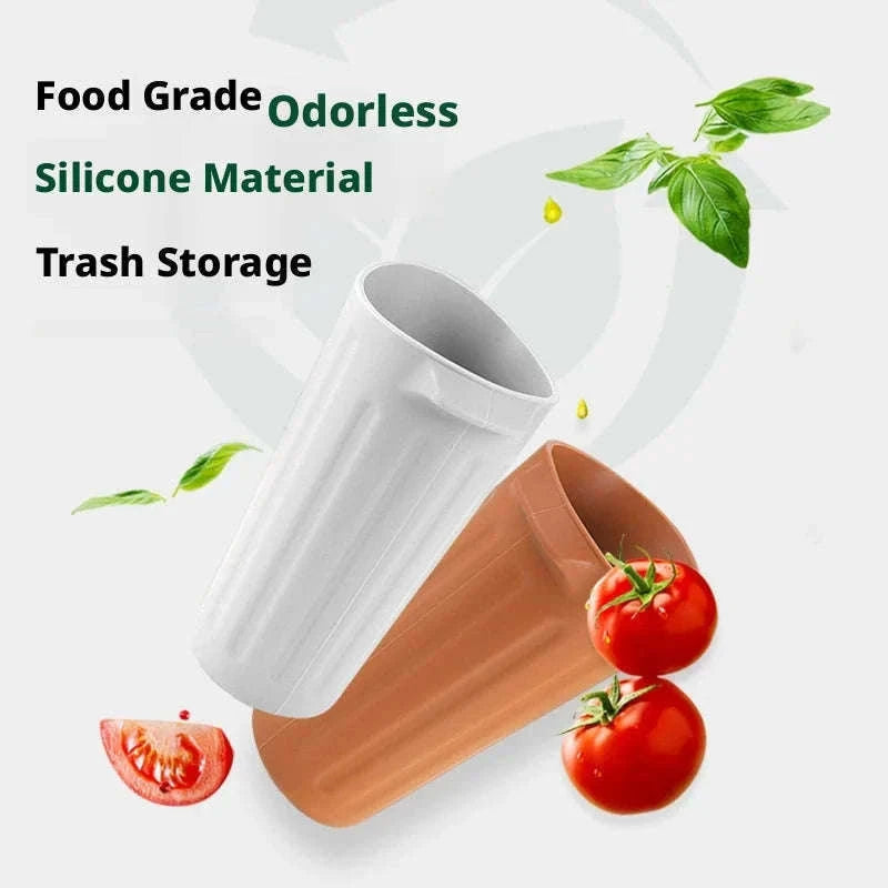 Car Trash Can Silicone Anti-Slip Washable Oil-Repellent Cup Holder Bin-Orange