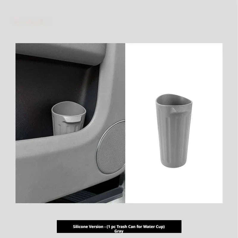 Car Trash Can Silicone Anti-Slip Washable Oil-Repellent Cup Holder Bin-Orange