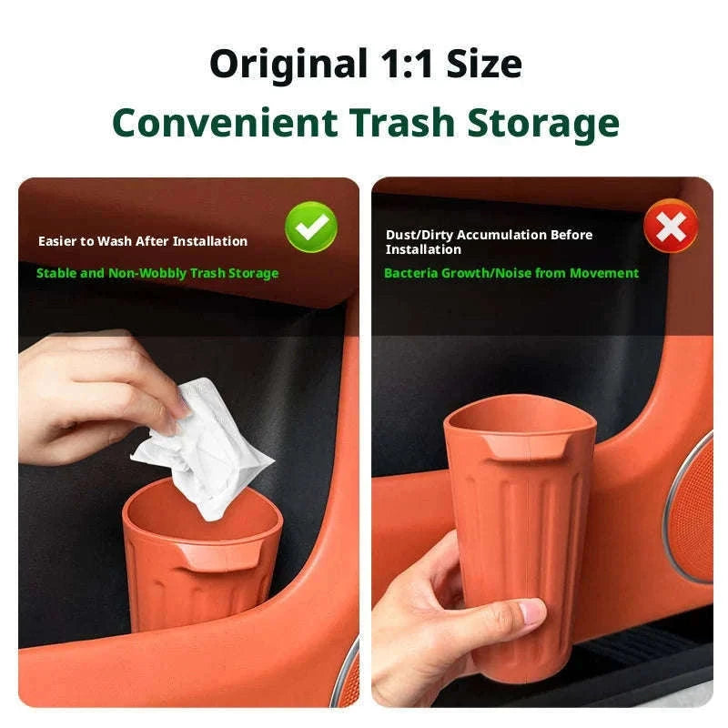 Car Trash Can Silicone Anti-Slip Washable Oil-Repellent Cup Holder Bin-Orange