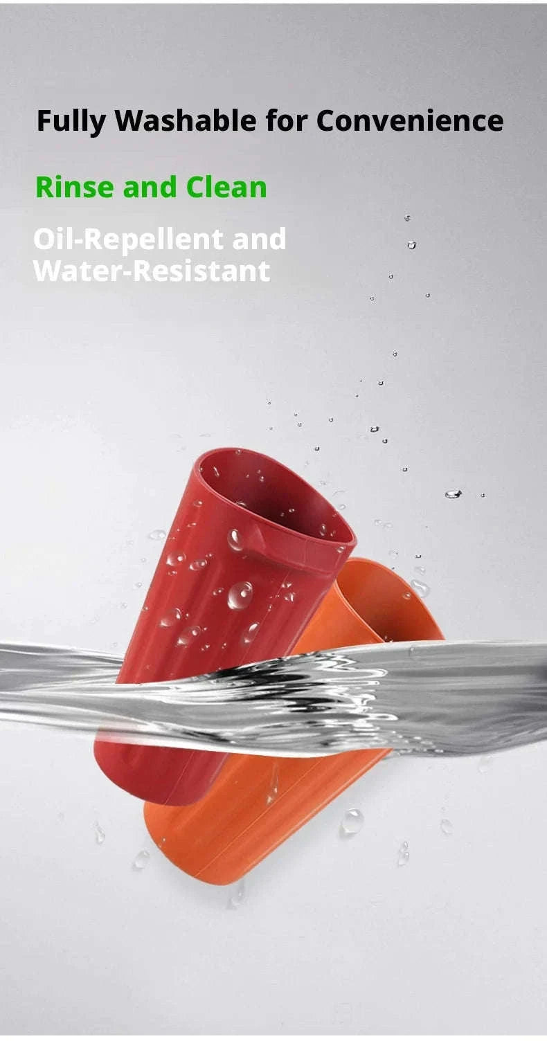 Car Trash Can Silicone Anti-Slip Washable Oil-Repellent Cup Holder Bin-Orange