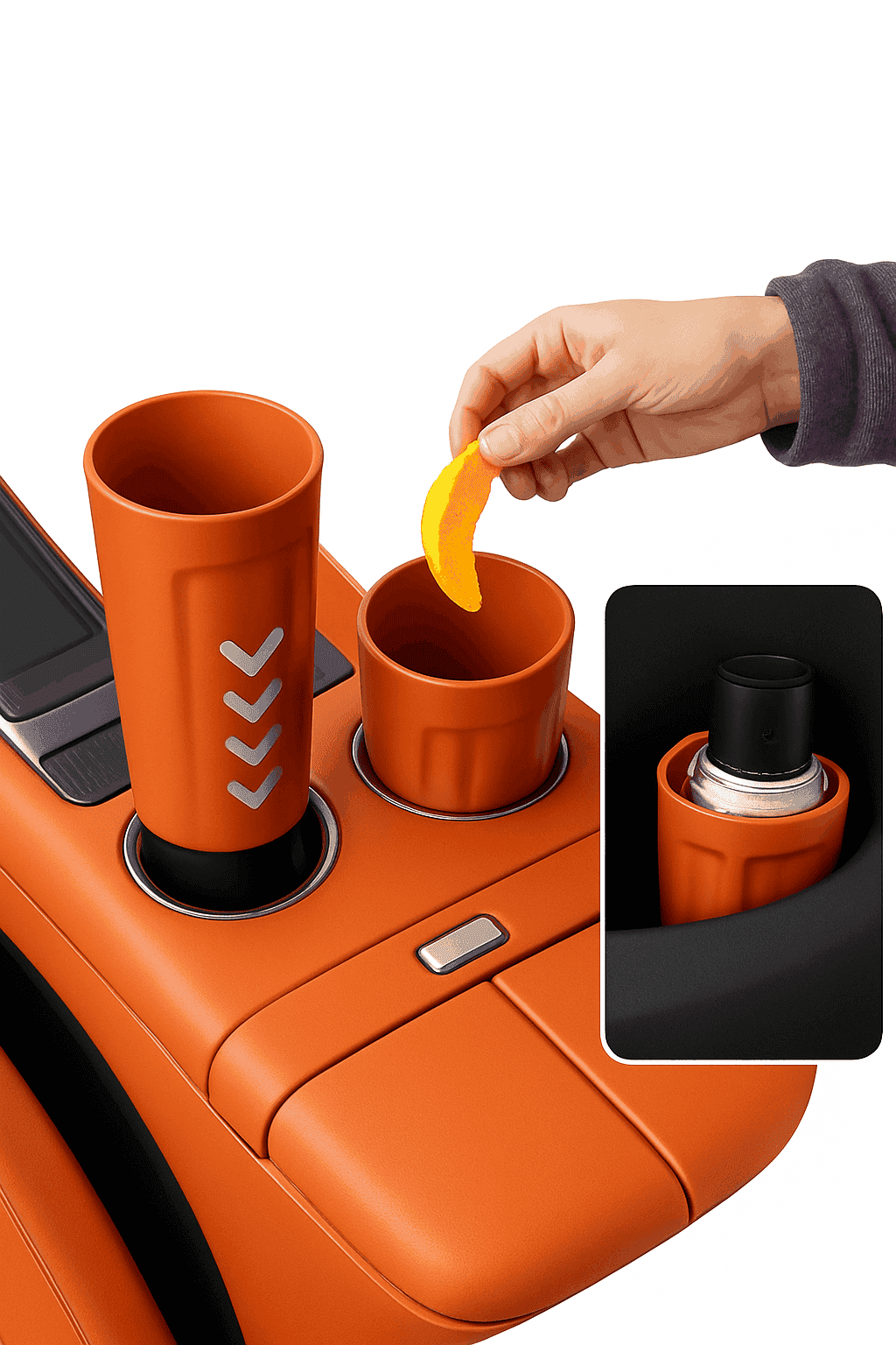 Car Trash Can Silicone Anti-Slip Washable Oil-Repellent Cup Holder Bin-Orange