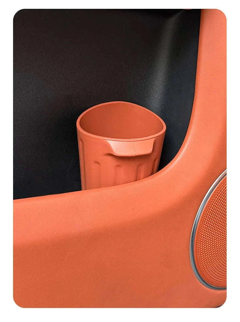 Car Trash Can Silicone Anti-Slip Washable Oil-Repellent Cup Holder Bin-Orange