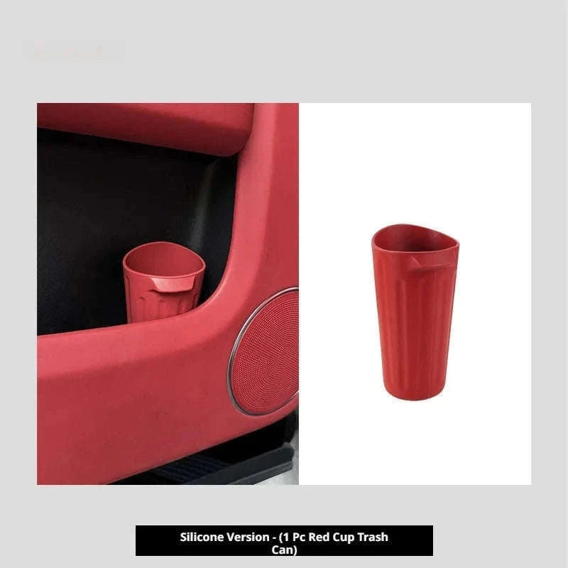 Car Trash Can Silicone Anti-Slip Washable Oil-Repellent Cup Holder Bin-Orange