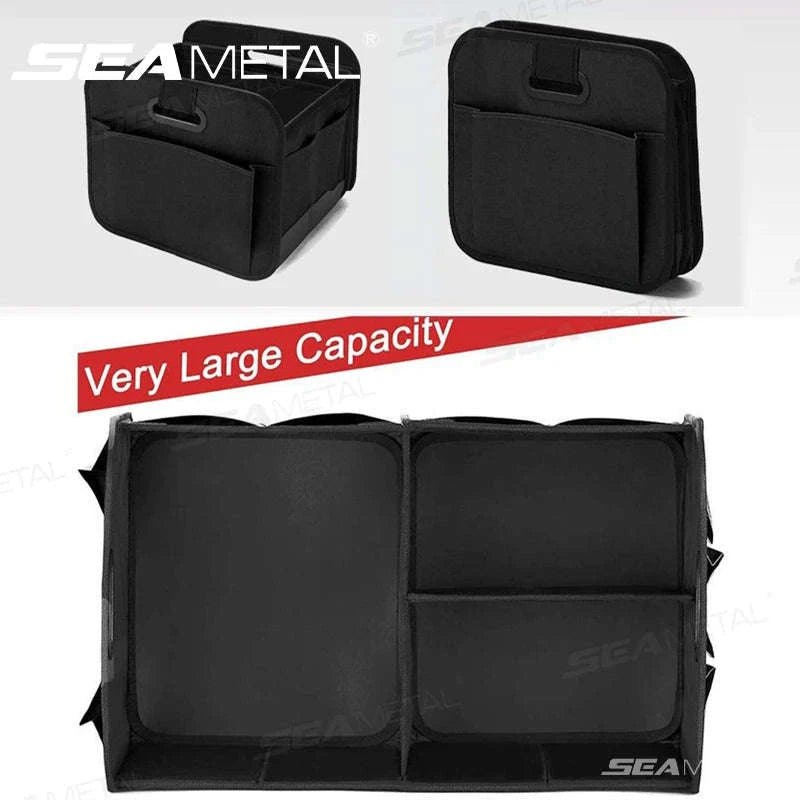 Car Trunk Organizer 63L Large-Capacity Foldable Storage Box-Black