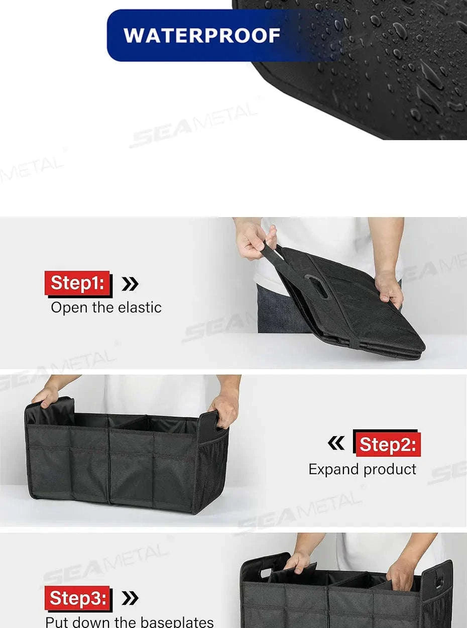 Car Trunk Organizer 63L Large-Capacity Foldable Storage Box-Black