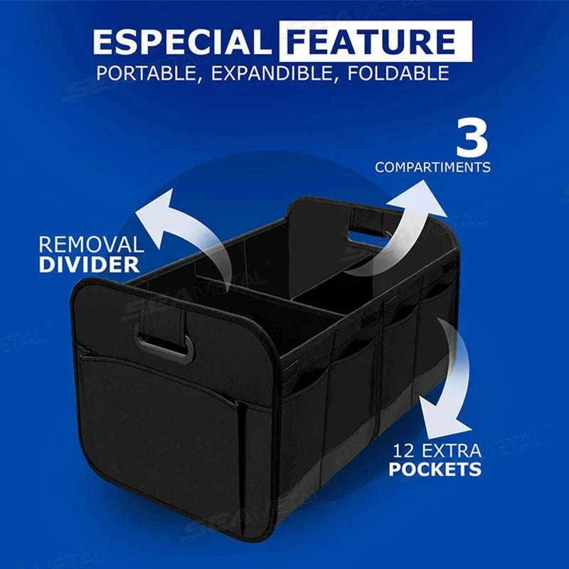 Car Trunk Organizer 63L Large-Capacity Foldable Storage Box-Black