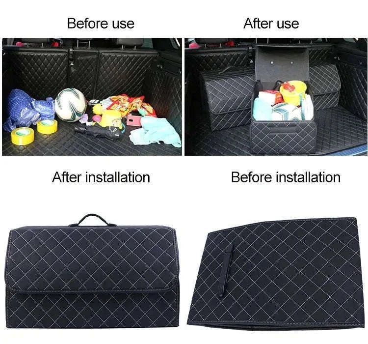 Car Trunk Organizer Box Large Capacity Foldable PU Storage Bag-golf S