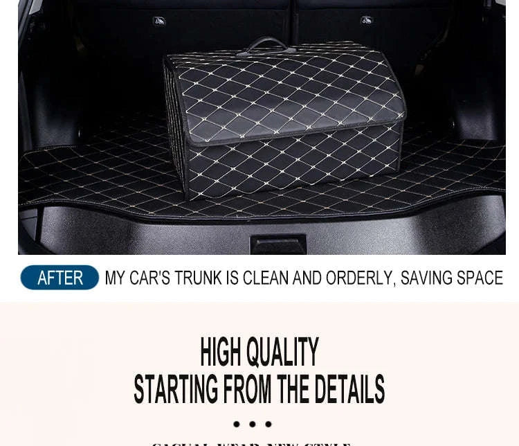 Car Trunk Organizer Box Large Capacity Foldable PU Storage Bag-golf S