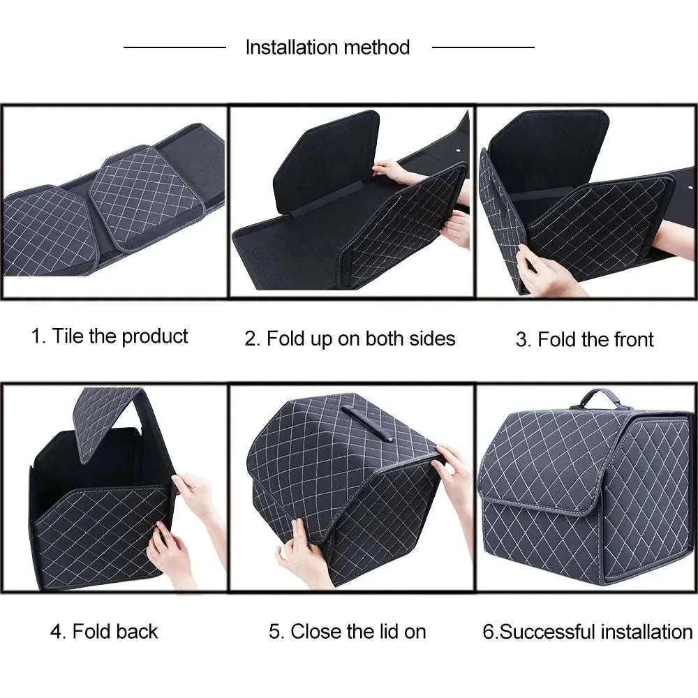 Car Trunk Organizer Box Large Capacity Foldable PU Storage Bag-golf S