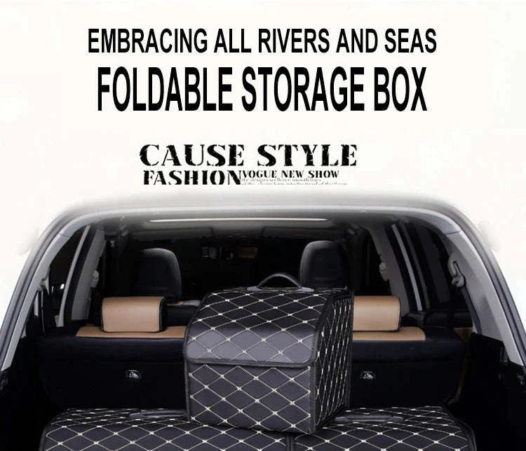 Car Trunk Organizer Box Large Capacity Foldable PU Storage Bag-golf S