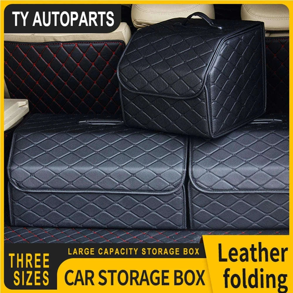 Car Trunk Organizer Box Large Capacity Foldable PU Storage Bag-golf S