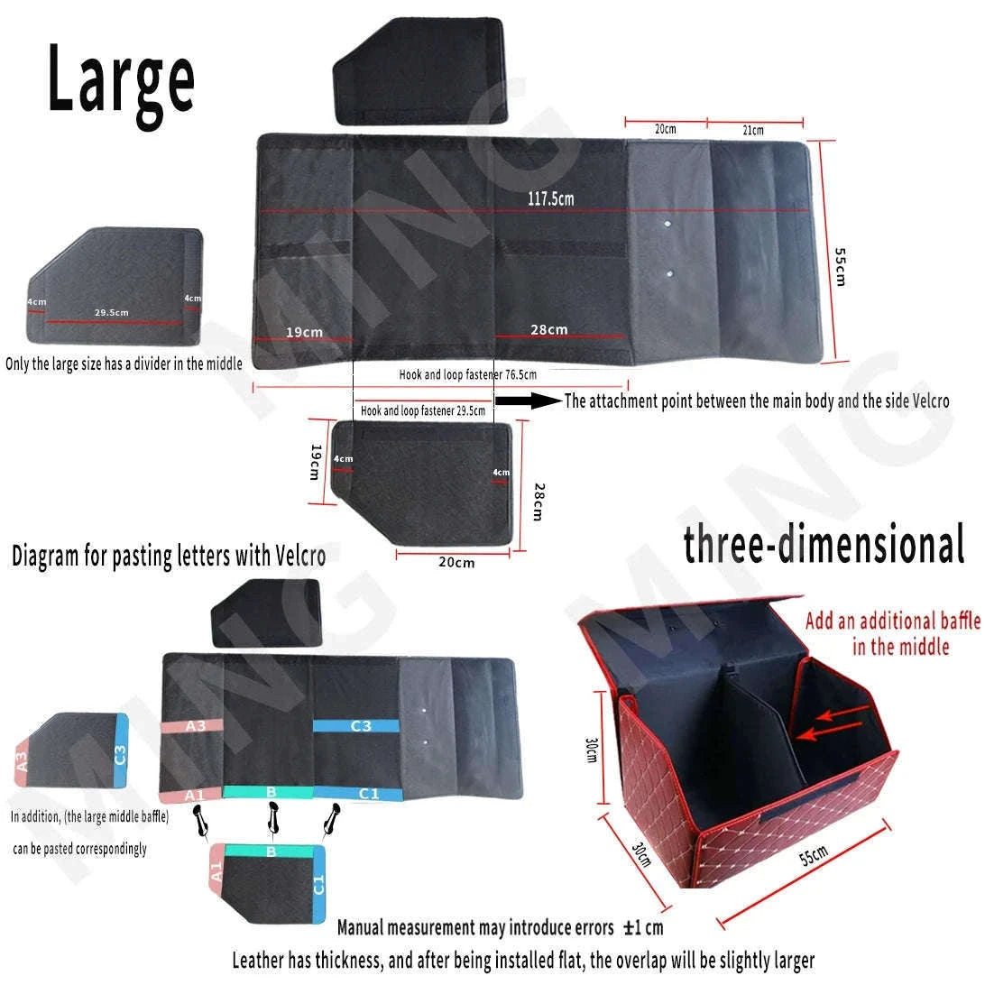 Car Trunk Organizer Box Large Capacity Foldable PU Storage Bag-golf S
