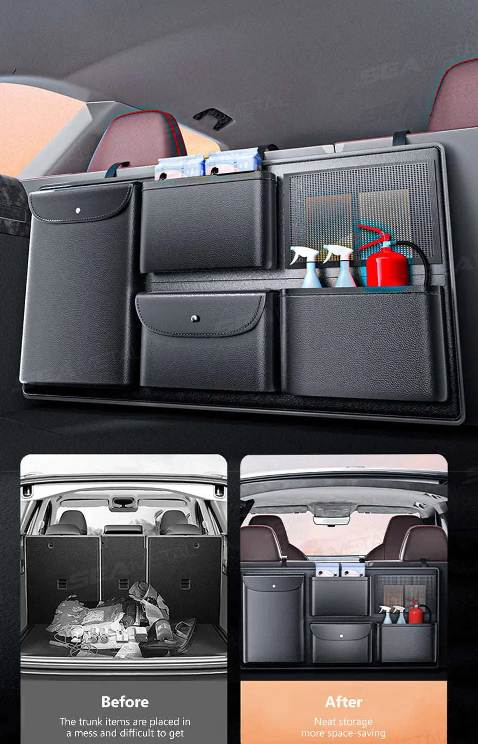 Car Trunk Organizer Multi-Pocket Backseat Hanging Storage Bag Waterproof-1 pc