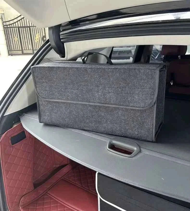 Car Trunk Organizer Soft Felt Storage Box-Gray-50-15-24cm