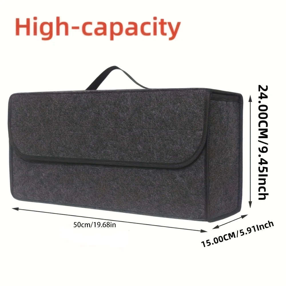 Car Trunk Organizer Soft Felt Storage Box-Gray-50-15-24cm