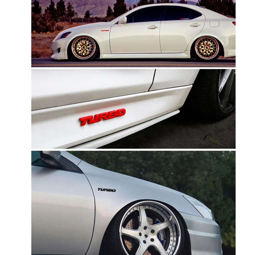 Car Turbo Boost 3D Metal Emblem Badge Sticker-Red