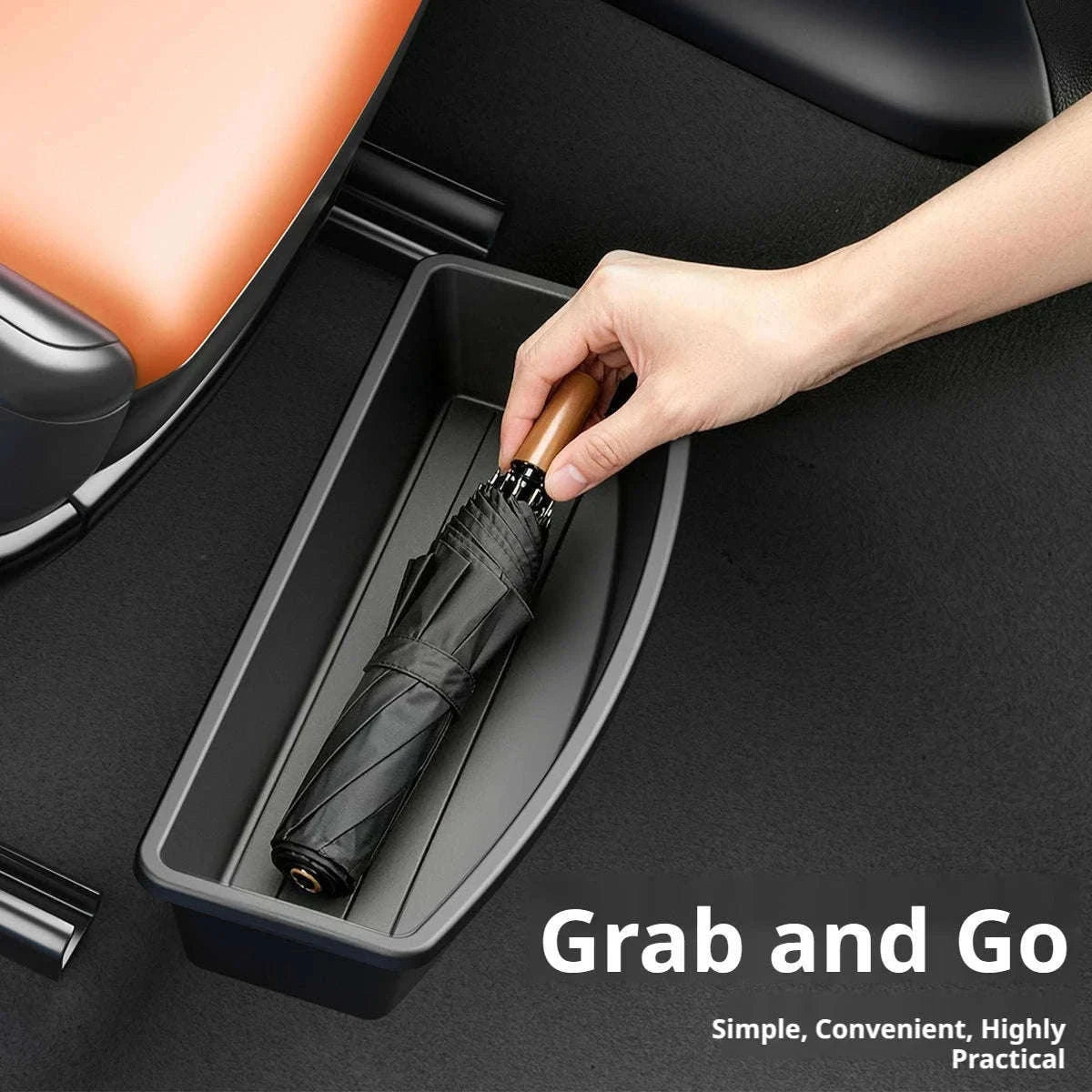 Car Under Seat Storage Box Pull Out Organizer Drawer Case Hidden Tray-Black 1PC