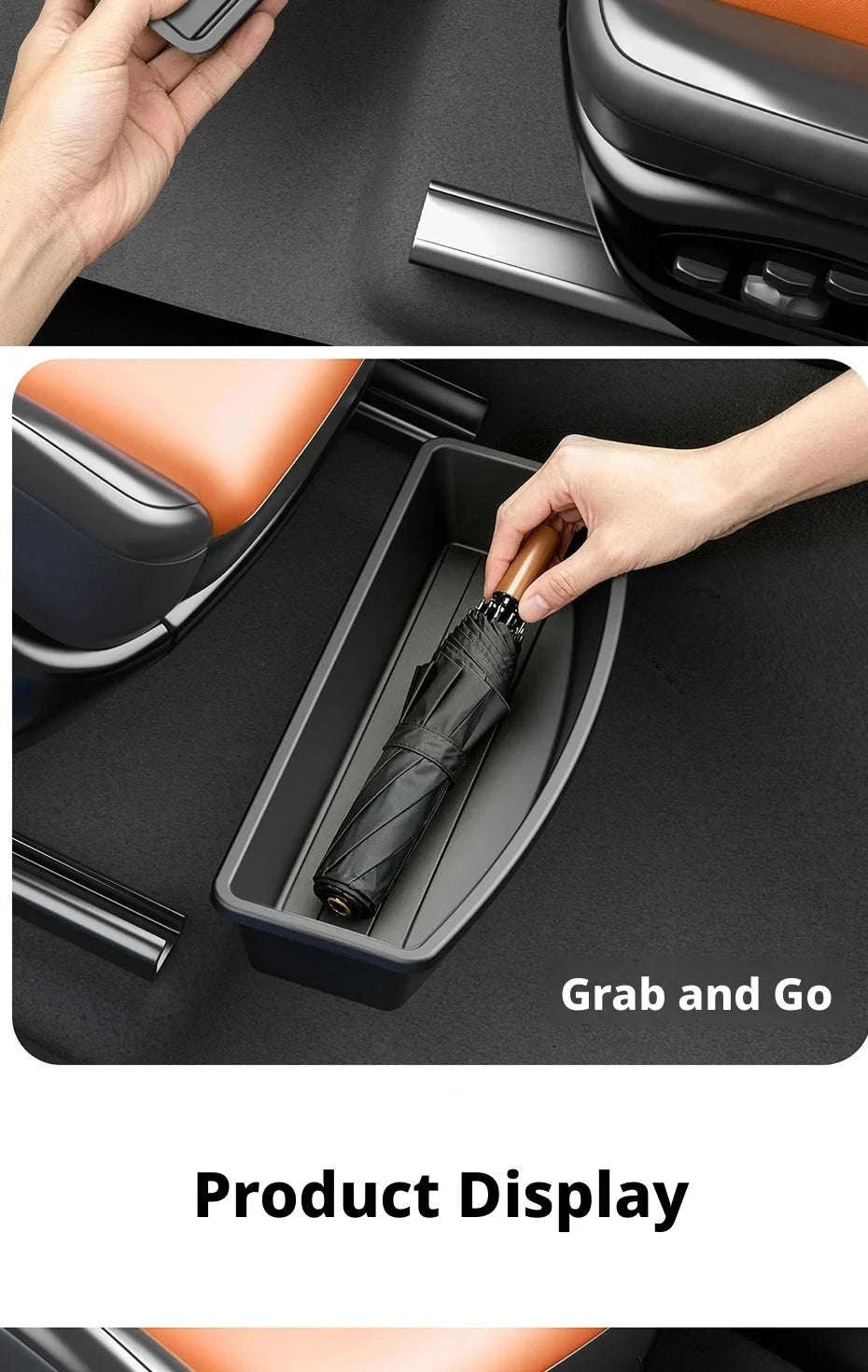Car Under Seat Storage Box Pull Out Organizer Drawer Case Hidden Tray-Black 1PC