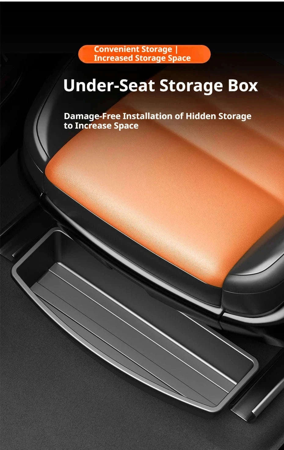 Car Under Seat Storage Box Pull Out Organizer Drawer Case Hidden Tray-Black 1PC