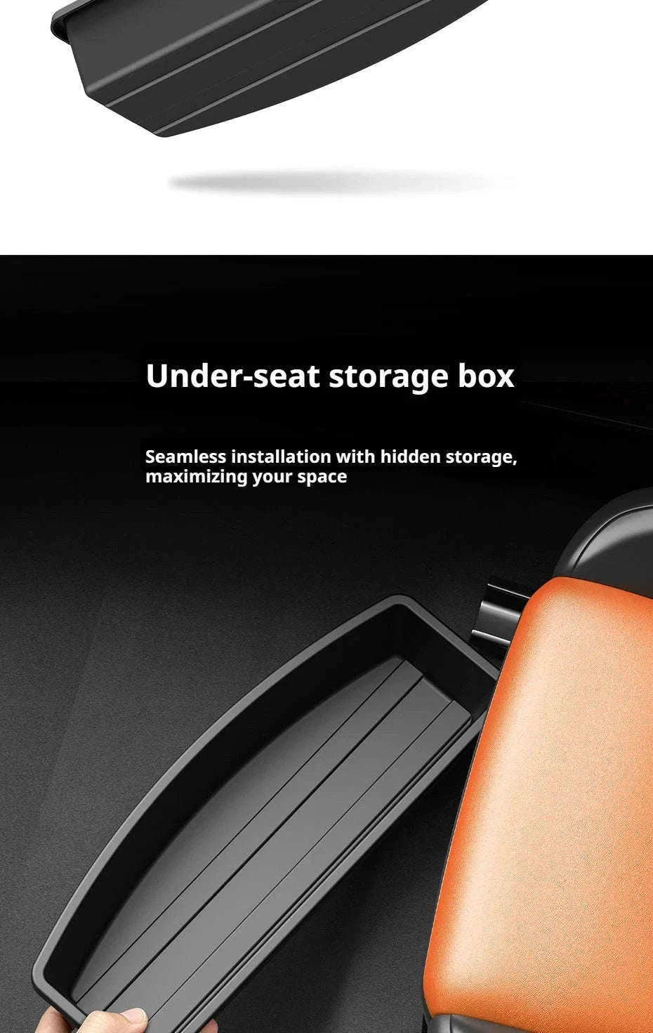 Car Under Seat Storage Box Pull Out Organizer Drawer Case Hidden Tray-Black 1PC