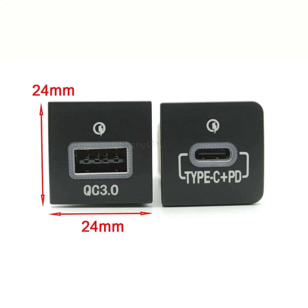 Car USB Charger PD Quick Charge Adapter for Select 2006-2012 Vehicles-USB and PD-right