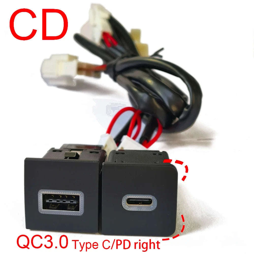 Car USB Charger PD Quick Charge QC3.0 Button Adapter-Single PD right