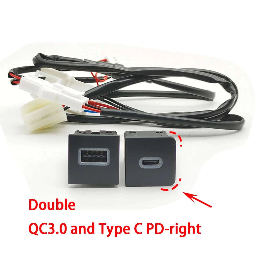 Car USB Charger PD Quick Charge QC3.0 Button Adapter-Single PD right