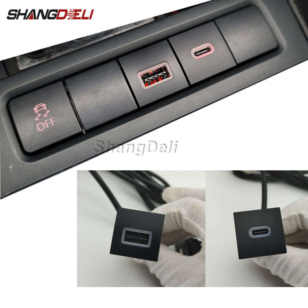 Car USB Charger PD Quick Charge QC3.0 Button Adapter-Single PD right