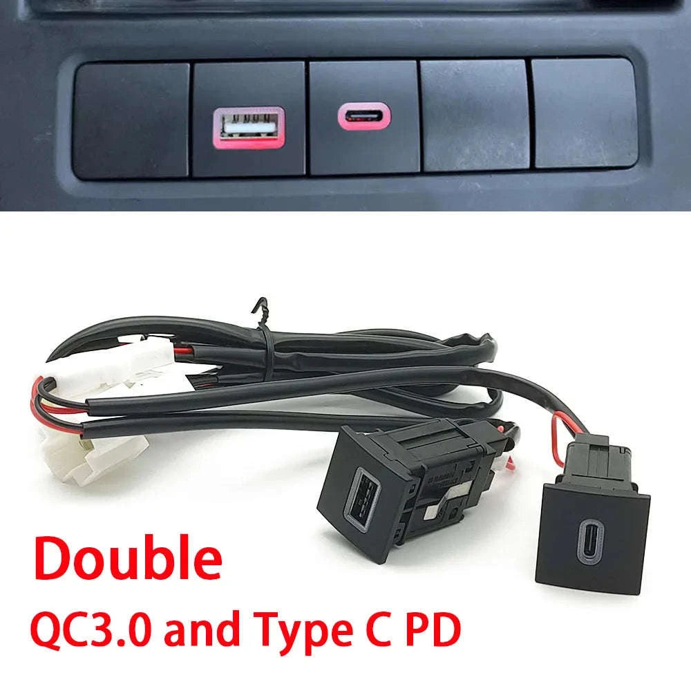 Car USB Charger PD Quick Charge QC3.0 Button Adapter-Single PD right