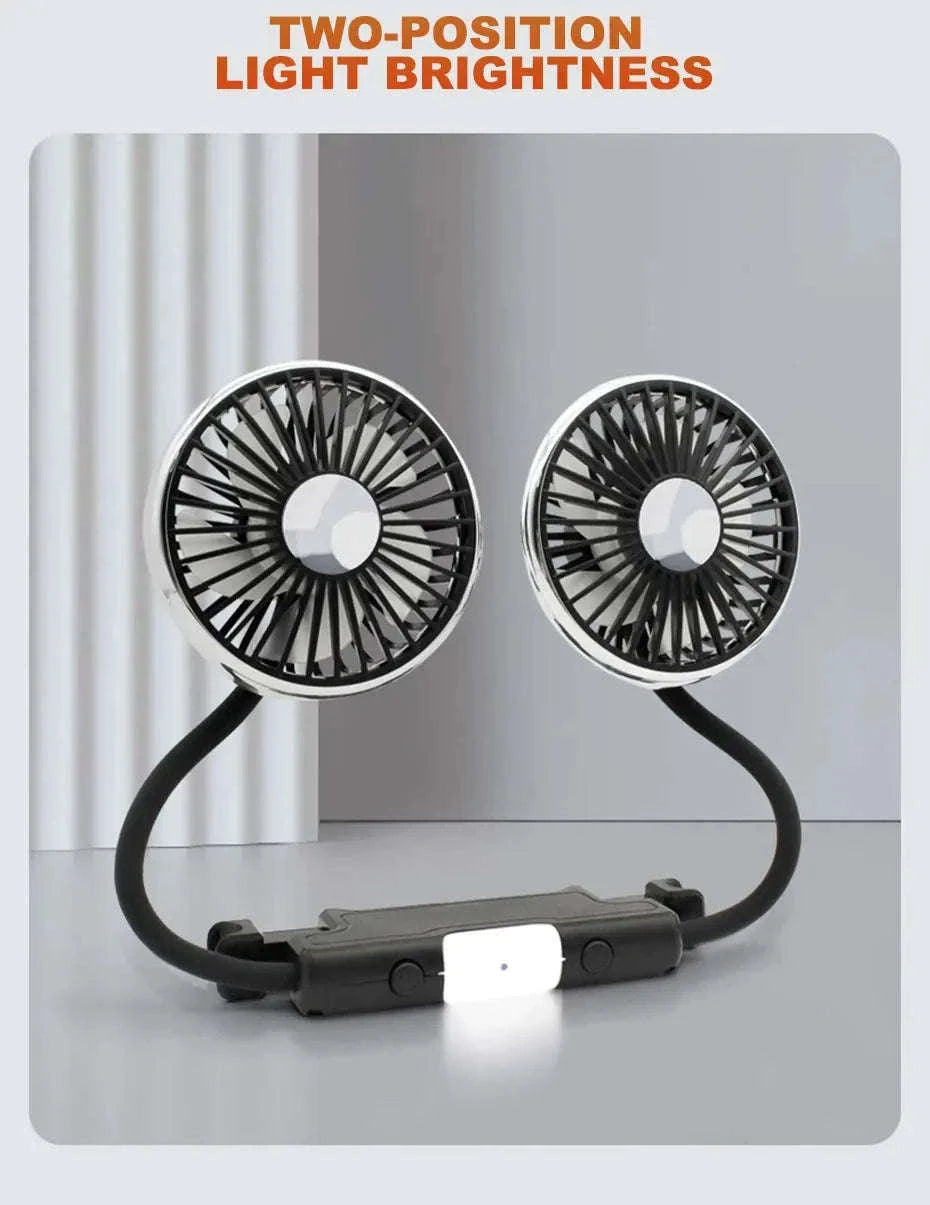 Car USB Fan Dual Head Adjustable Rear Seat Cooling Fan-1 set