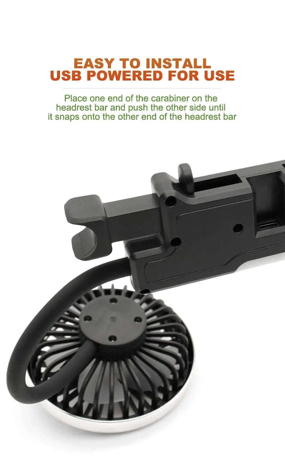 Car USB Fan Dual Head Adjustable Rear Seat Cooling Fan-1 set