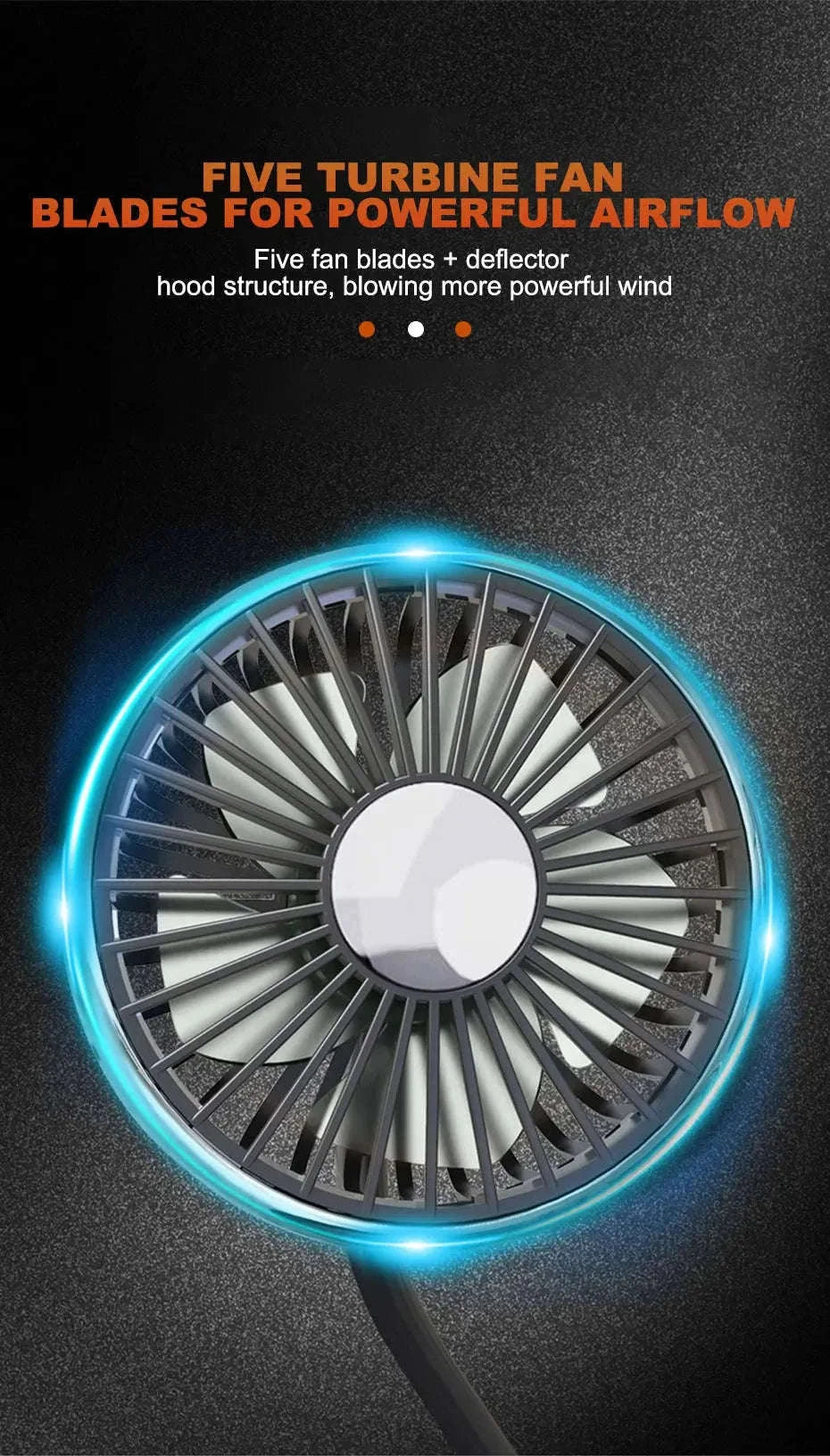Car USB Fan Dual Head Adjustable Rear Seat Cooling Fan-1 set