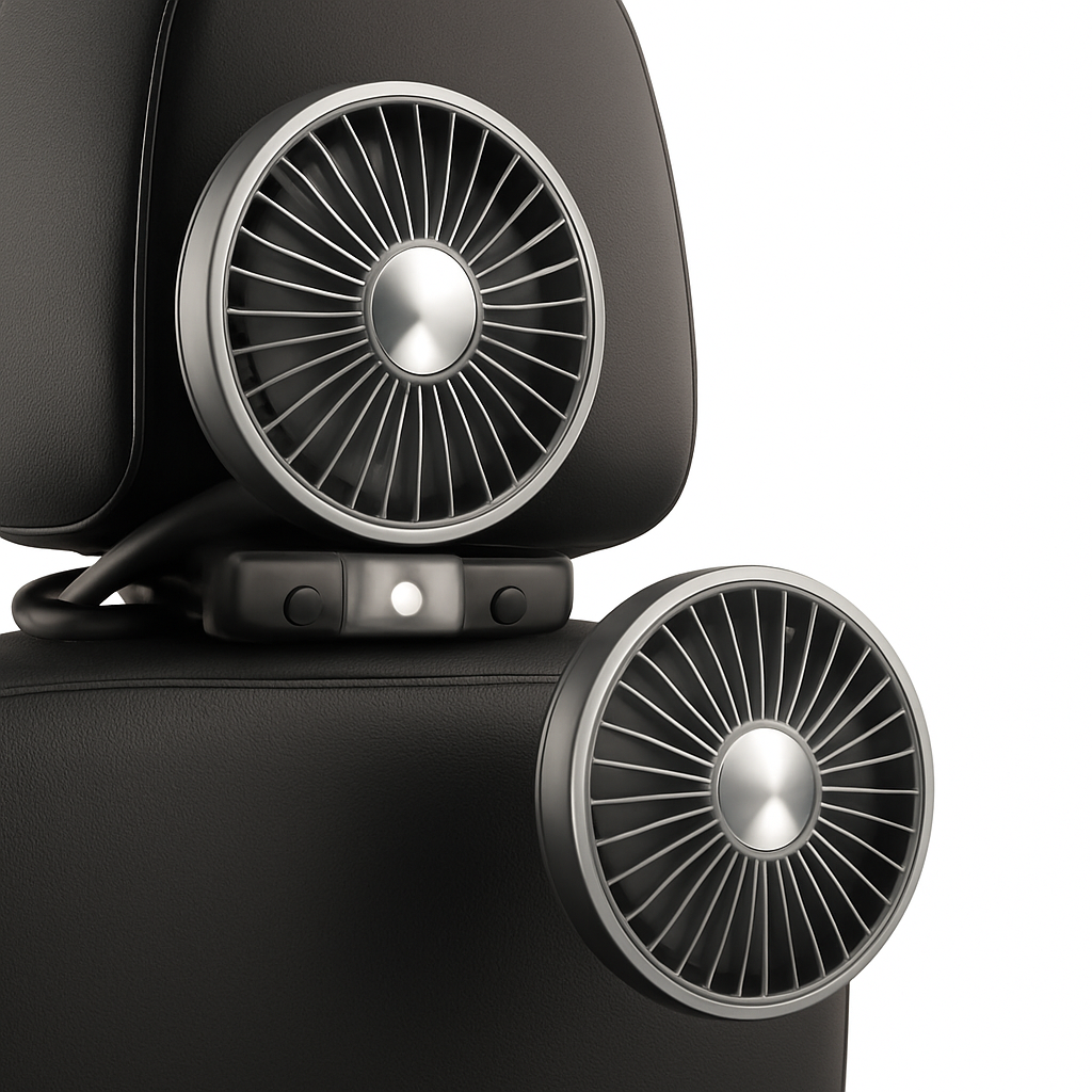 Auto-USB-Ventilator mit zwei Köpfen, verstellbarer Kühlventilator für Rücksitze