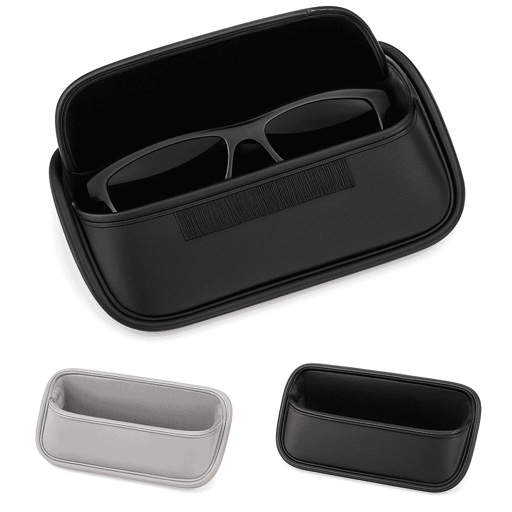 Car Visor Glasses Case Leatherette Large-Capacity-Black