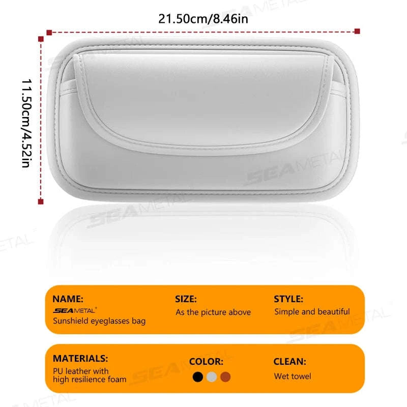 Car Visor Glasses Case Leatherette Large-Capacity-Black