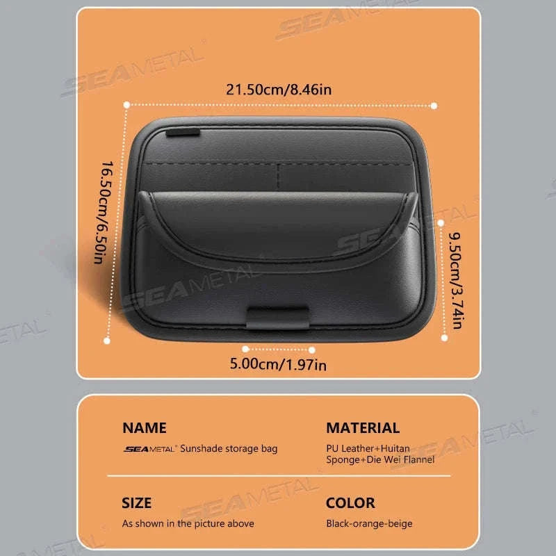 Car Visor Glasses Holder Storage Bag-Beige