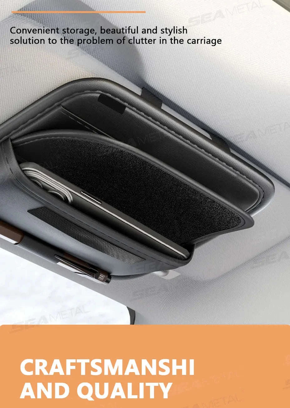 Car Visor Glasses Holder Storage Bag-Beige
