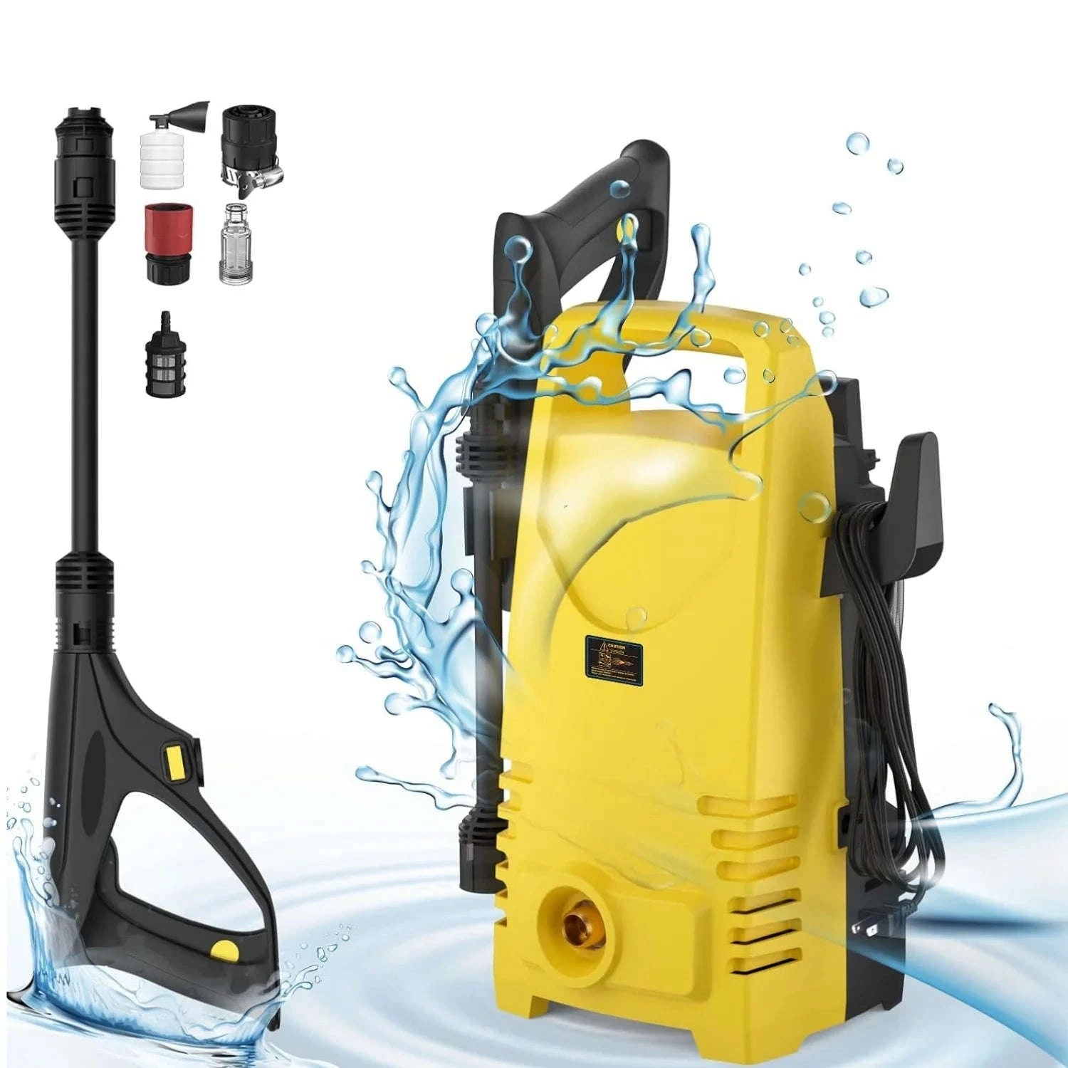 Car Wash Gun Electric High Pressure Washer with Adjustable Nozzle-Yellow / Corded Electric / UNITED KINGDOM